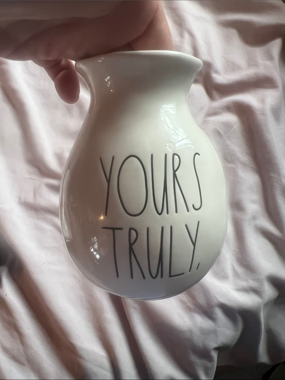 Rae Dunn White Ceramic 'Yours Truly' Vase